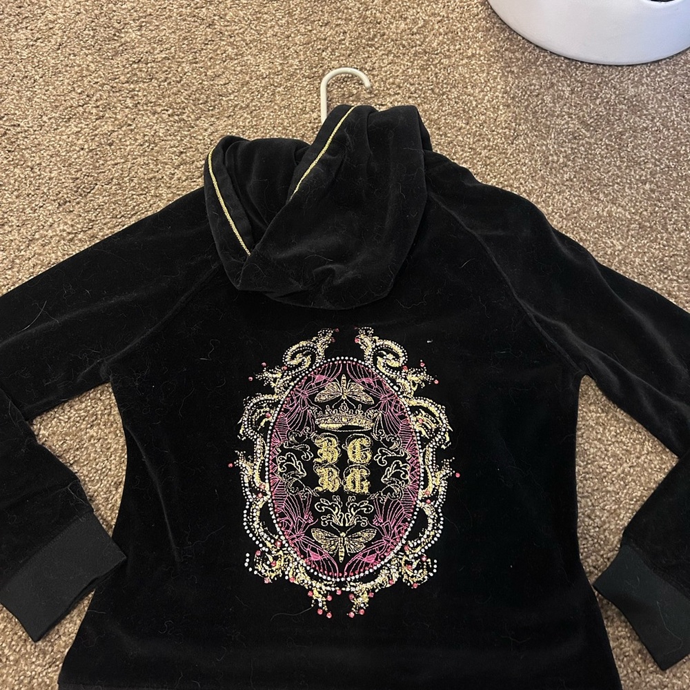 Black velvet vintage BCBG matching set. With rhinstones.